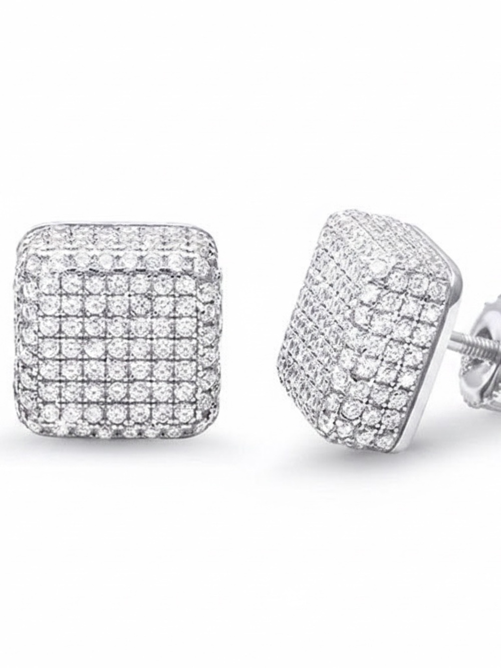 Mens‎ Sterling Silver .925 Zirconia Stud Earrings